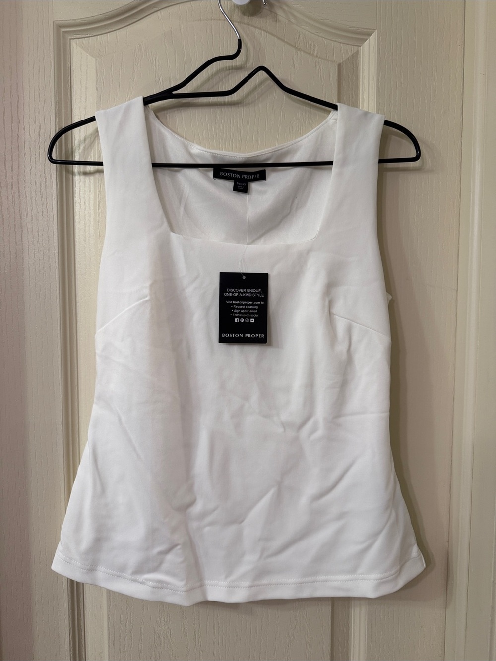 Boston Proper White Square-Neck Camisole Tank